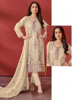 Organza Cream Eid Wear Embroidery Work Pakistani Suit